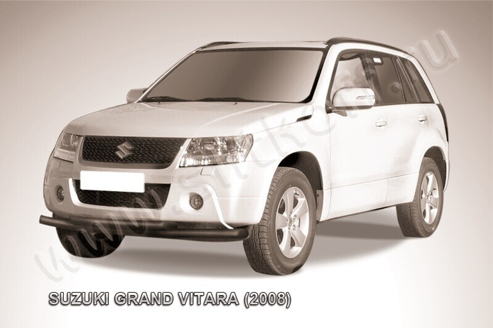 Защита переднего бампера (нержавейка) Suzuki Grand Vitara (2008-2012) d57+d57 (черный)