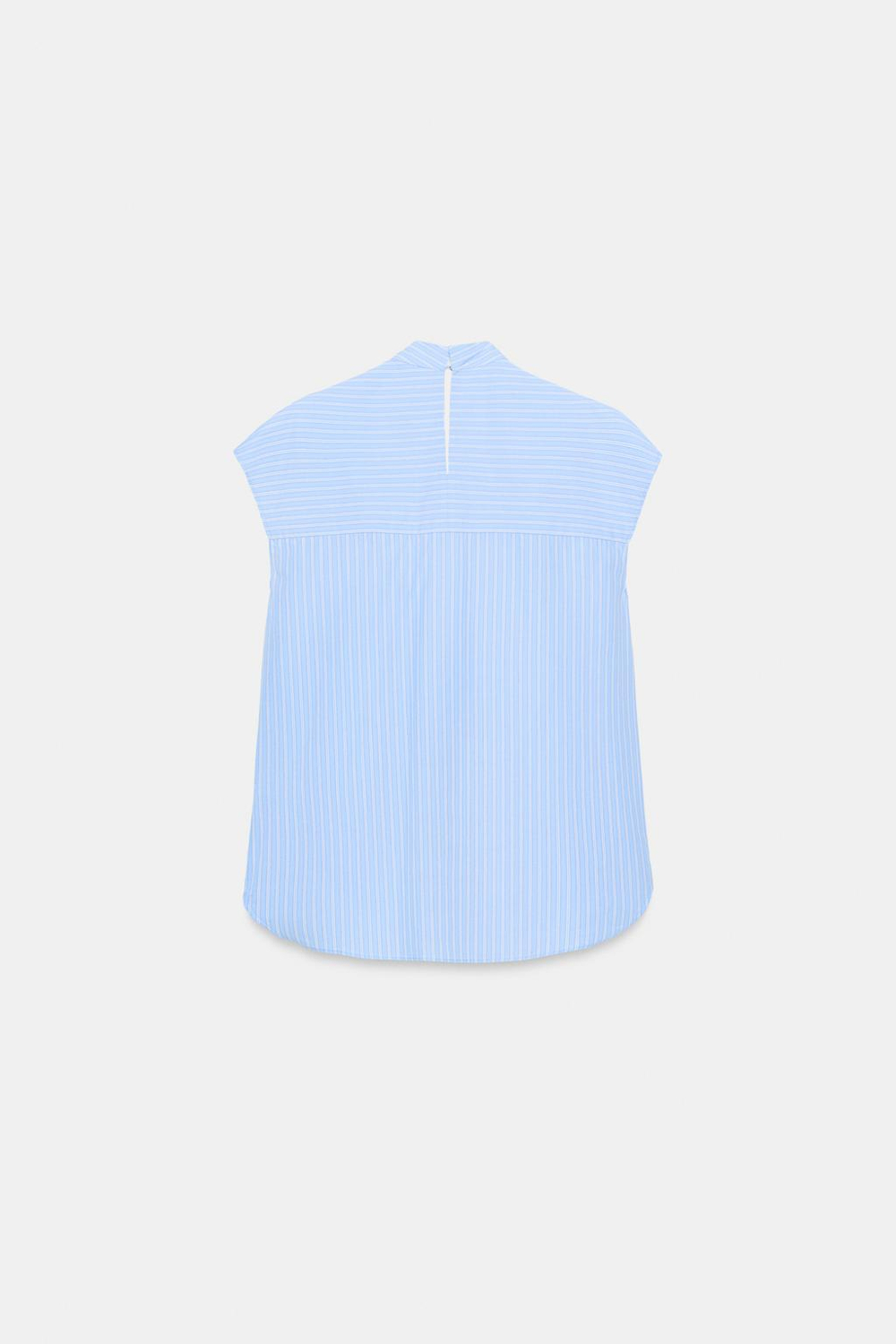 ZARA РУБАШКА В ПОЛОСКУ С ЗАВЯЗКАМИ — ZW COLLECTION, БЕЛЫЙ/НЕБЕСНО-ГОЛУБОЙ