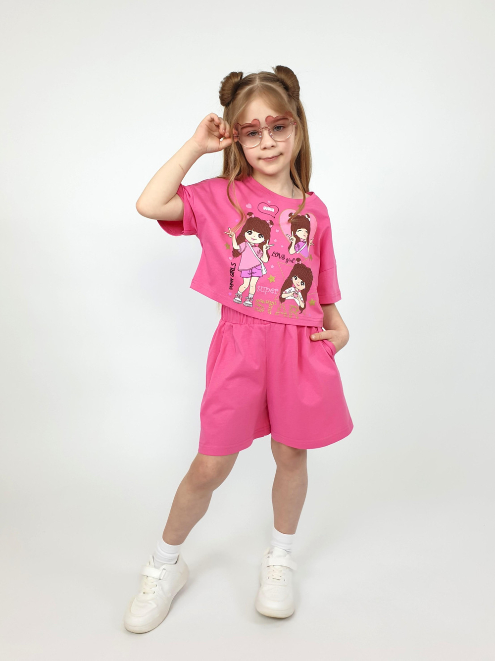 02-159-2 Комплект для девочки (футболка+ шорты)