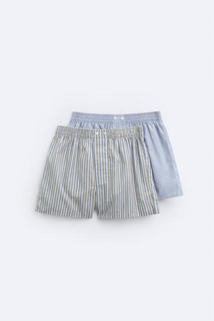 ZARA НАБОР ИЗ ДВУХ ТРУСОВ-БОКСЕРОВ ИЗ ПОПЛИНА В КОНТРАСТНУЮ ПОЛОСКУ, РАЗНОЦВЕТНЫЙ