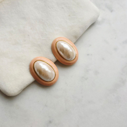 Клипсы овалы с розовой эмалью