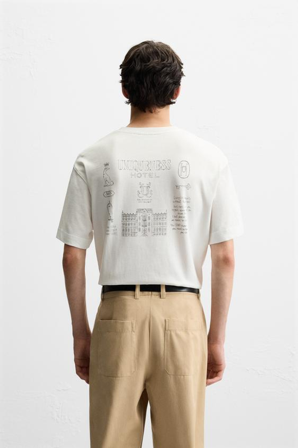 ZARA ФУТБОЛКА С ПРИНТОМ «СЕРДЕЧКИ», ЖЕЛТОВАТО-БЕЛЫЙ