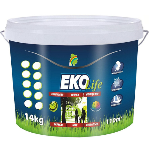 КРАСКА EKO LIFE МОЮЩАЯСЯ ГИПОАЛЕРГЕННАЯ АКРИЛОВАЯ 14КГ