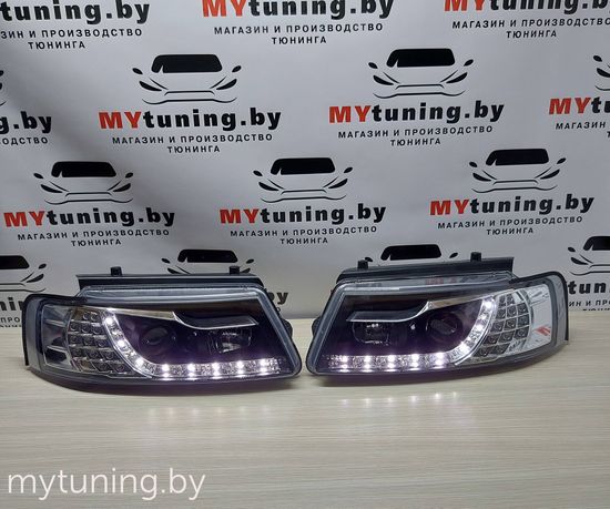 Передние фары VW Passat B5 daylight black