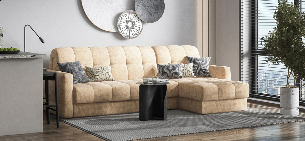 Угловой диван Босс Слип 160 Велюр Роял Шампань