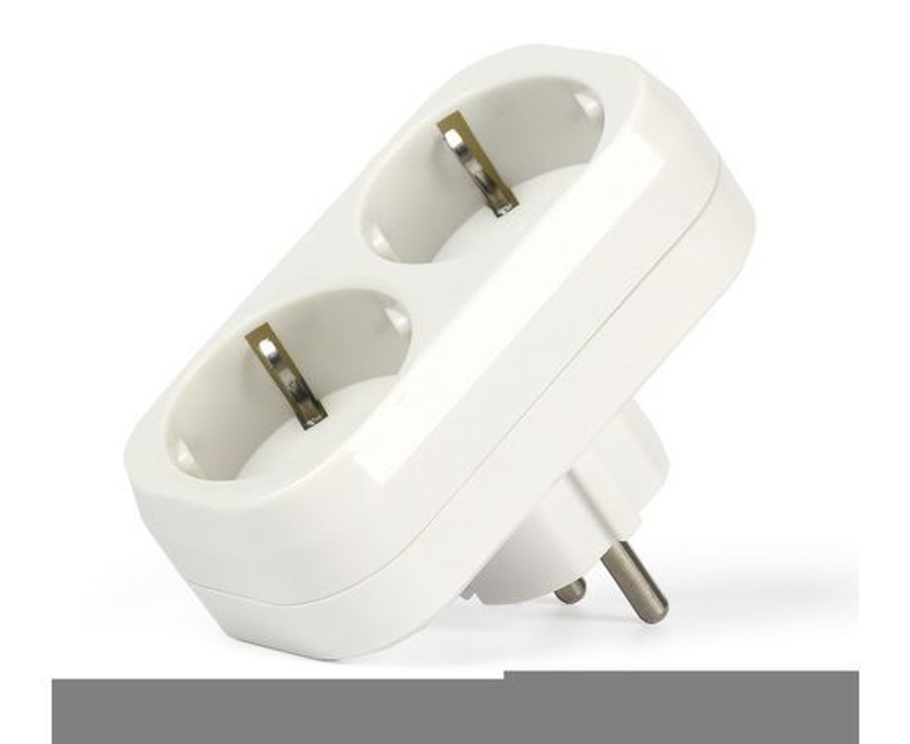 Разветвитель электрический (тройник) SmartBuy 3 розетки, 16А, АБС-пластик, линейный, с заземлением, белый SBE-16-A02-3z