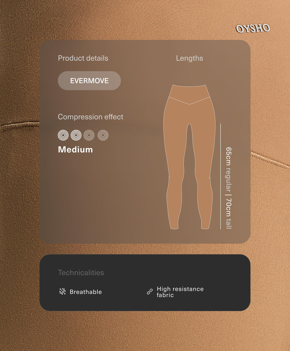 OYSHO Легинсы Evermove с высокой посадкой и длиной до щиколотки, пралине