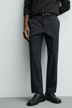 ZARA БРЮКИ REGULAR FIT КОМФОРТНОЙ ПОСАДКИ, МОРСКОЙ СИНИЙ