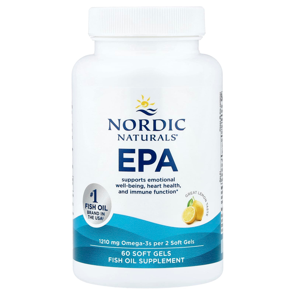 Nordic Naturals, ЭПК, со вкусом лимона, 1210 мг, 60 капсул (605 мг в 1 капсуле)