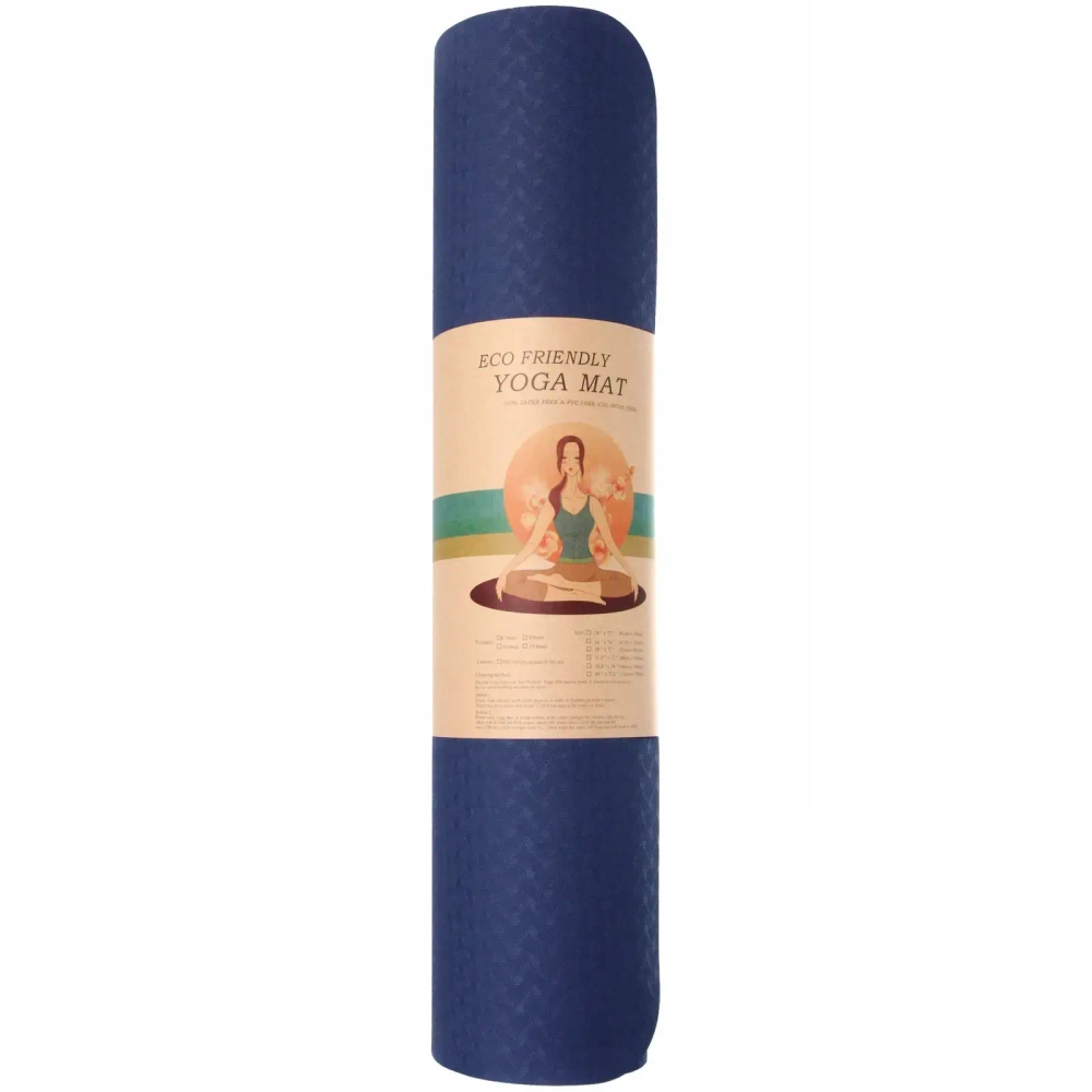 Коврик для йоги 6мм 61*183 см «Гармония» 2х сторонний, голубой/св.голубой