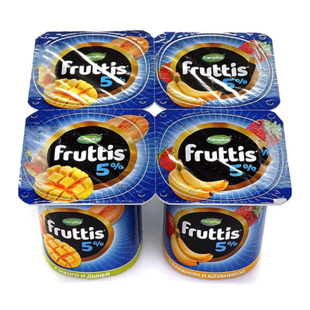Йогурт Fruttis Дыня-манго/Банан-клубника 5% 115 гр