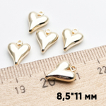 Подвеска Сердце, цвет золото, размер 11*8,5 мм, цена за 1 шт