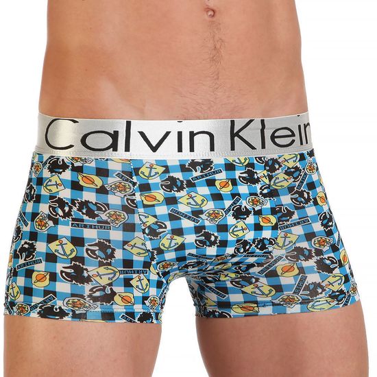 Мужские трусы боксеры голубые с принтом  Calvin Klein Arthur Modal Print Trunks