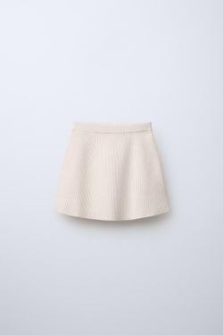 ZARA ЮБКА ИЗ РИФЛЕНОГО ТРИКОТАЖА, ЭКРЮ