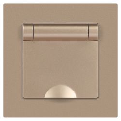 Розетка Intro Accent 6-203-04 2P+E Schuko с крышкой 16А-250В IP20 СУ AL/CU шампань