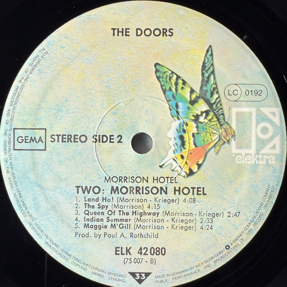 The Doors ‎– Morrison Hotel (Германия 1978г.)