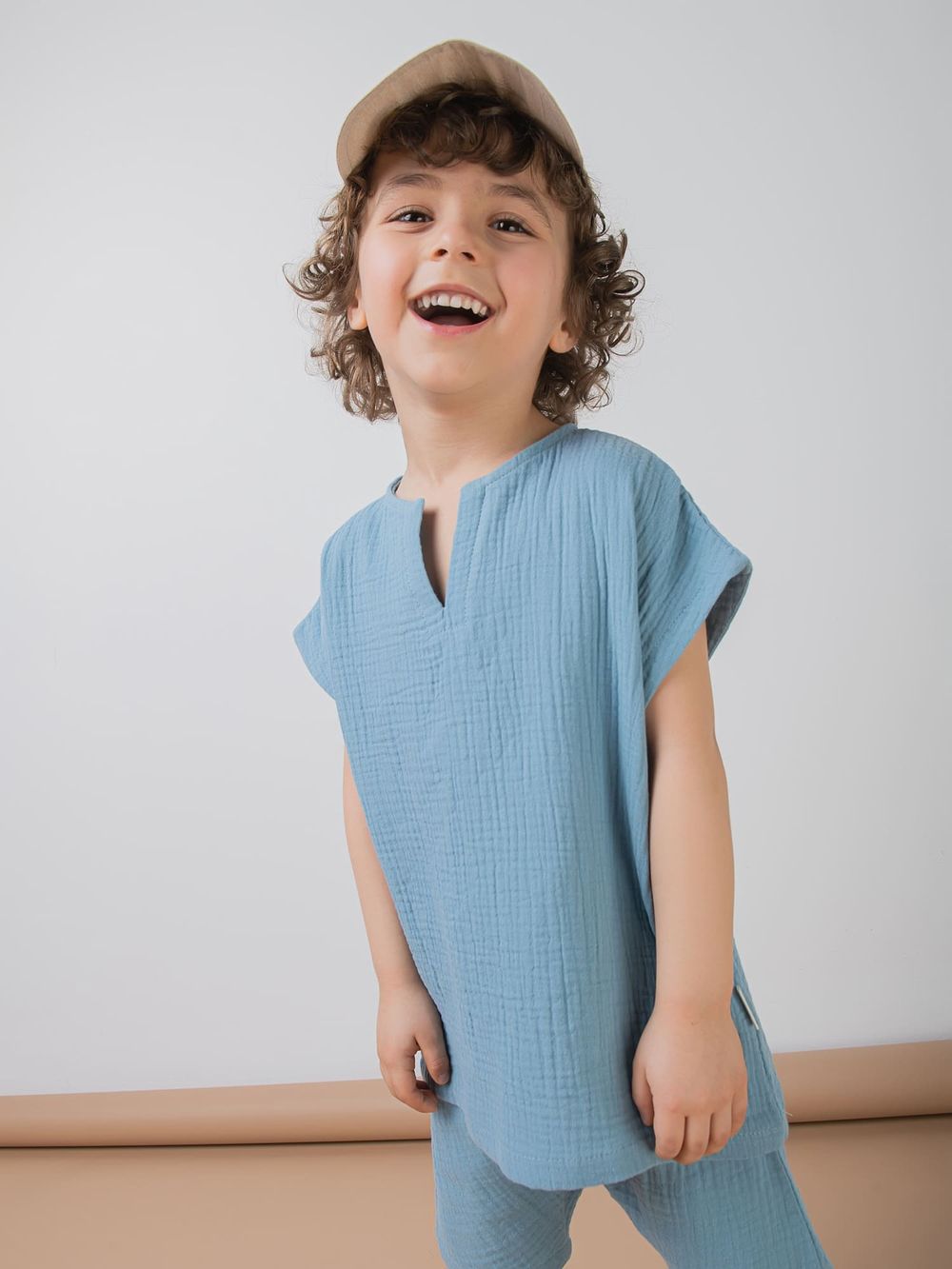 Рубашка муслиновая без рукавов "Деним"