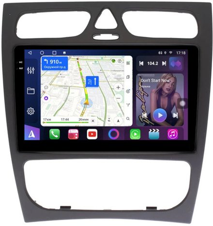 Магнитола для Mercedes-Benz G W463 2000-2006, C-класс W203 2000-2004 (рамка большая) - FarCar BM1264M монитор 9.5" QLED на Android 14, TS10, 4+32Гб, CarPlay, 4G SIM-слот