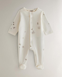 ZARA HOME КОМПЛЕКТ ДЛЯ НОВОРОЖДЕННОГО С ПРИНТОМ, КРЕМОВЫЙ