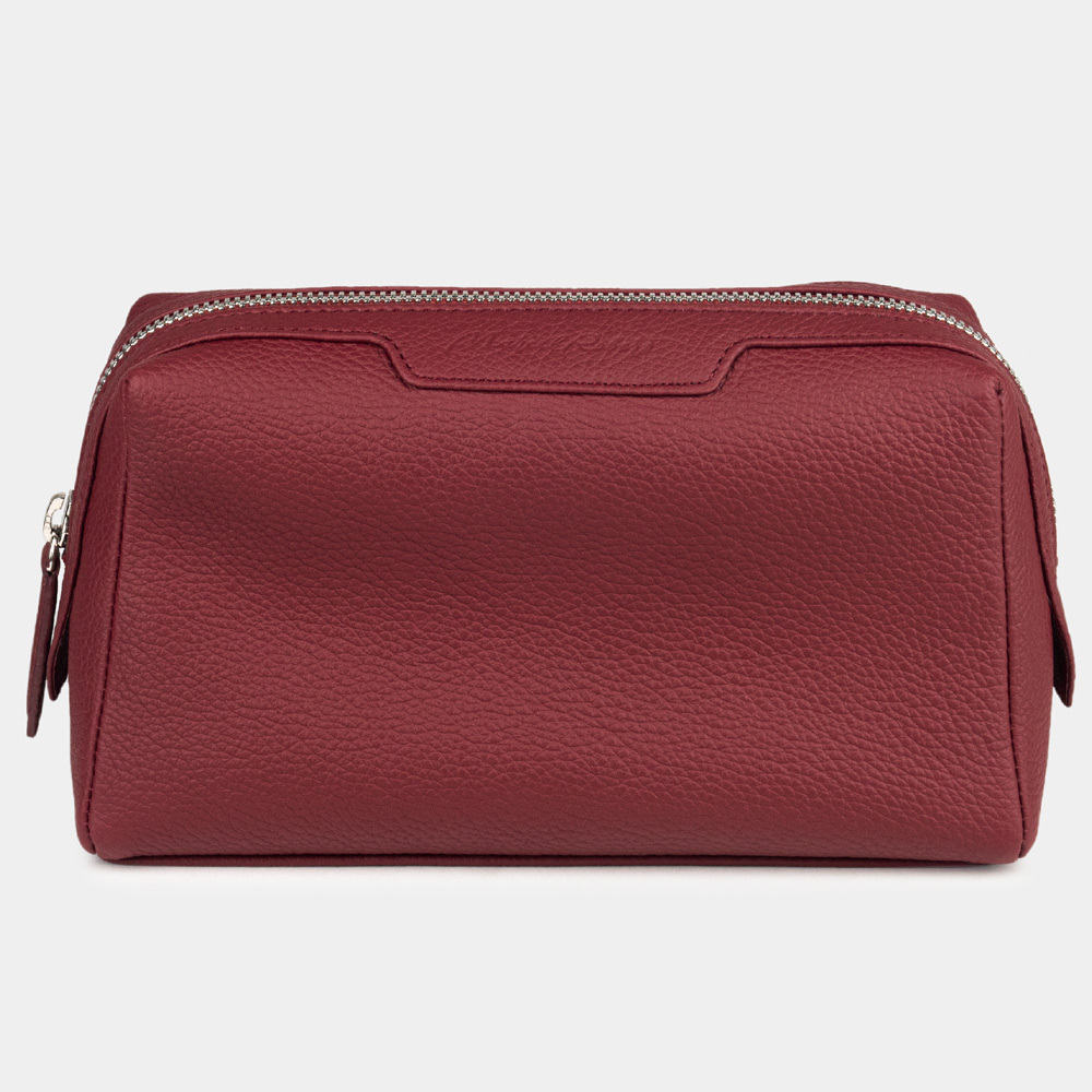 Косметичка кожаная Trapèze вишневого цвета