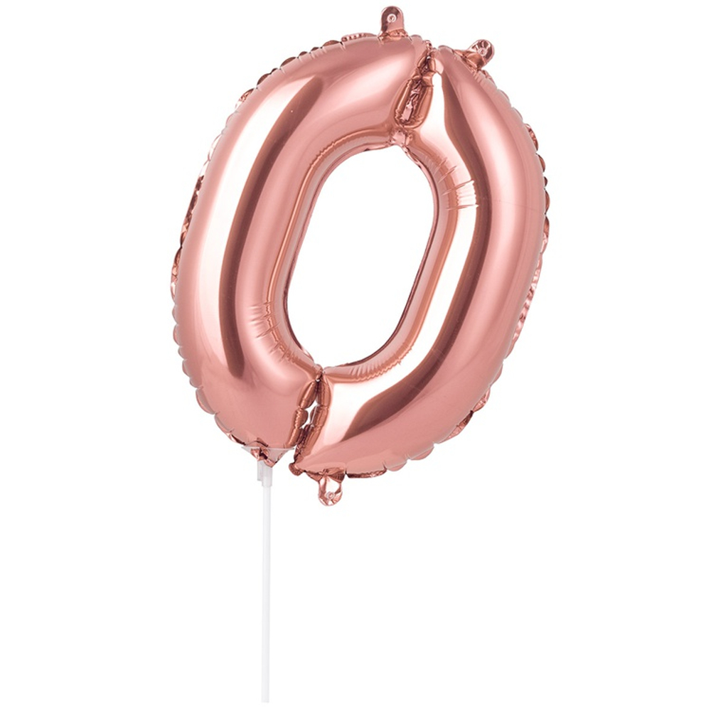 Шар фольгированный Цифра 0 40 см (Розовое Золото)