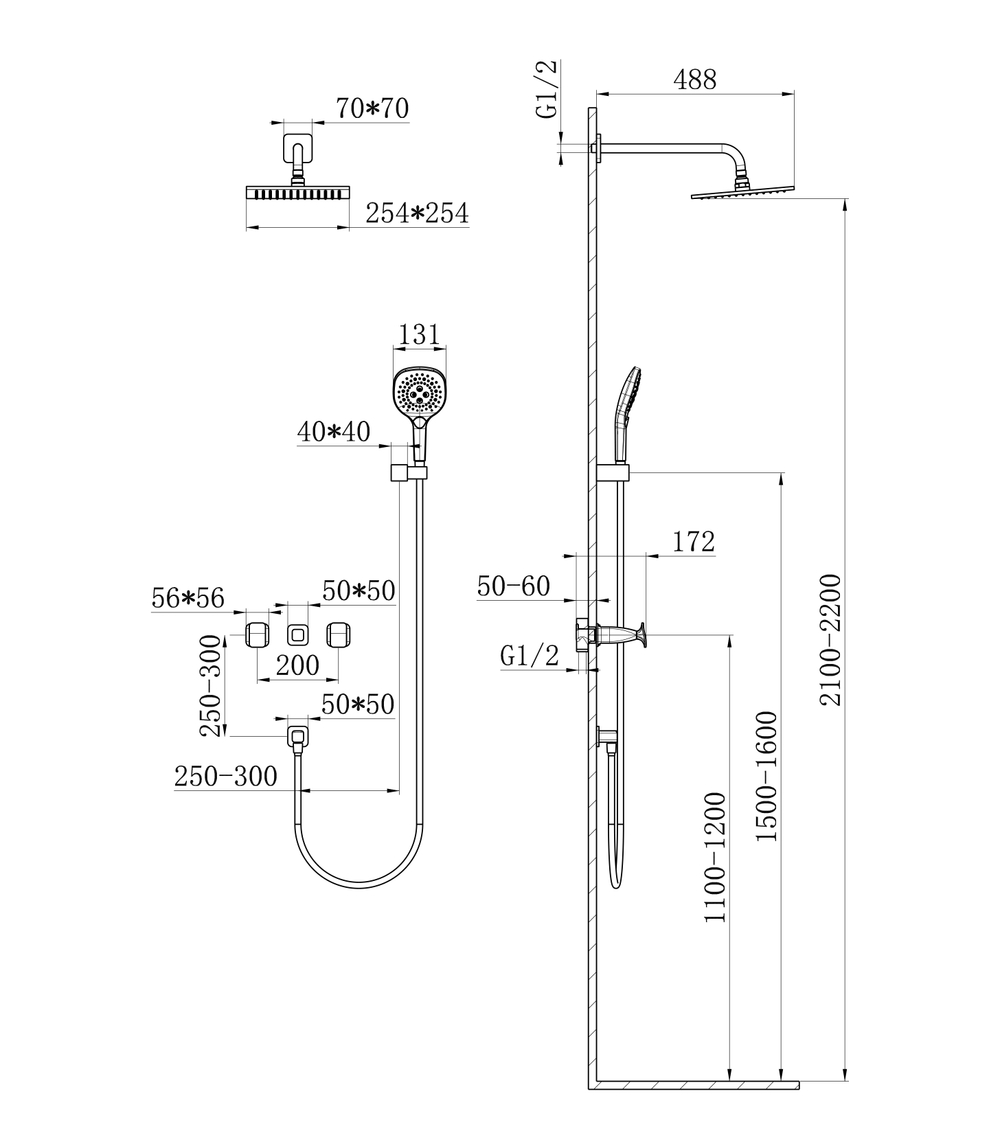 Душевая система встраиваемая WONZON & WOGHAND SHAKESPEARE, Хром (WW-654701-CR)