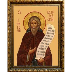 Григорий Пельшемский, Вологодский, преподобный игумен. Икона на холсте.