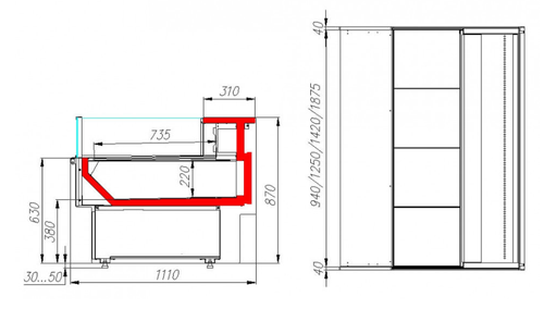 Холодильная витрина CARBOMA BAVARIA 2 GC110 SM 0,94-2 0011-9006 открытая