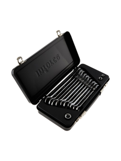 Набор комбинированных шарнирных ключей с трещоткой 13 предметов Inforce, Сталь Cr-V, 10-19мм, 06-05-53