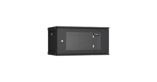 Шкаф настенный 6U, Ш600хГ350, 6U, Ш600хГ350, стеклянная дверь, цельнометаллические стенки, черный