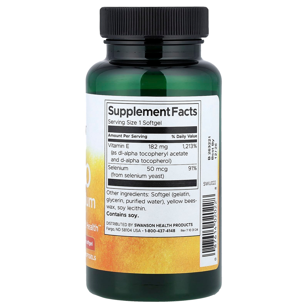 Swanson Vitamins, E-400 с селеном, 90 капсул