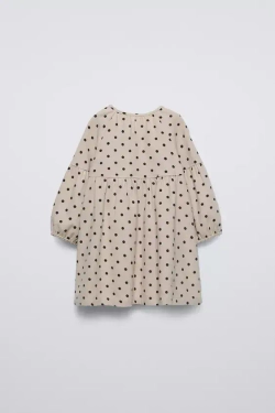 ZARA ПЛАТЬЕ В ГОРОШЕК, РЫЖЕВАТО-КОРИЧНЕВЫЙ