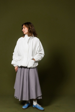 Юбка асимметричная двухслойная, светло-серая