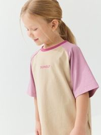 Футболка Колор блок  "Крем-брюле/Орхидея"