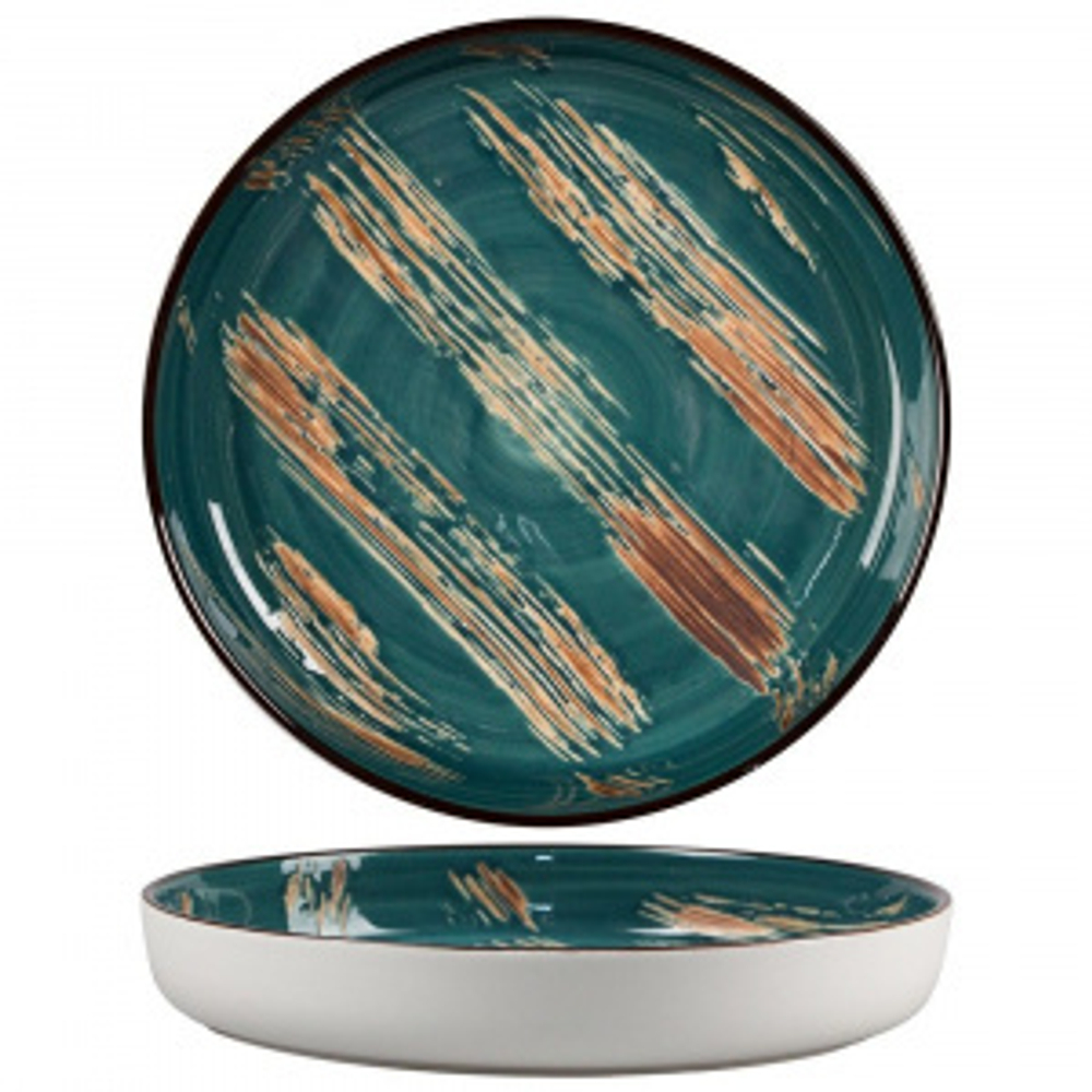 Тарелка с бортом Texture Dark Green Lines 19,5*2,6 см