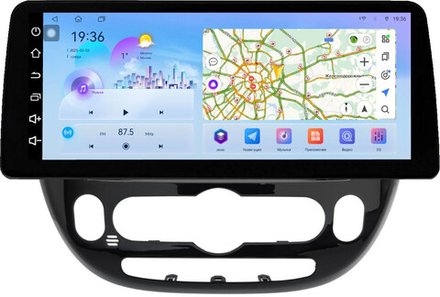 Магнитола для KIA Soul 2 2014-2019 (климат на штатном экране) - FarCar монитор 12.3" 2K QLED на Android 14, TS10, CarPlay, 4G SIM-слот