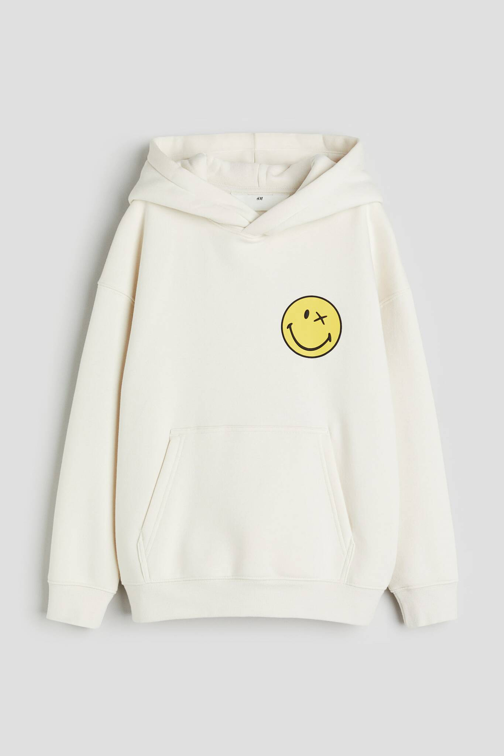 H&M Толстовка с капюшоном и принтом, белый