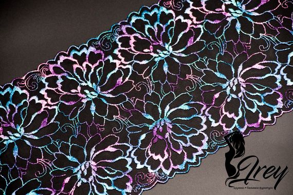 05-11 Вышивка на неэл. сетке 18 см, черный/мультиколор