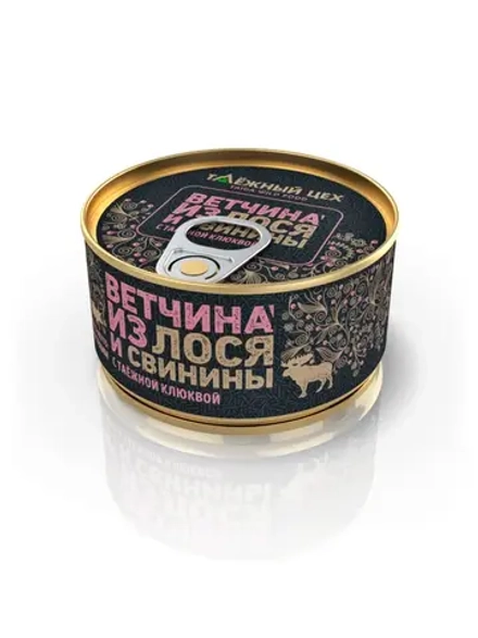 Ветчина из лося и свинины с таежной клюквой ТАЁЖНЫЙ ЦЕХ консервированная 120г