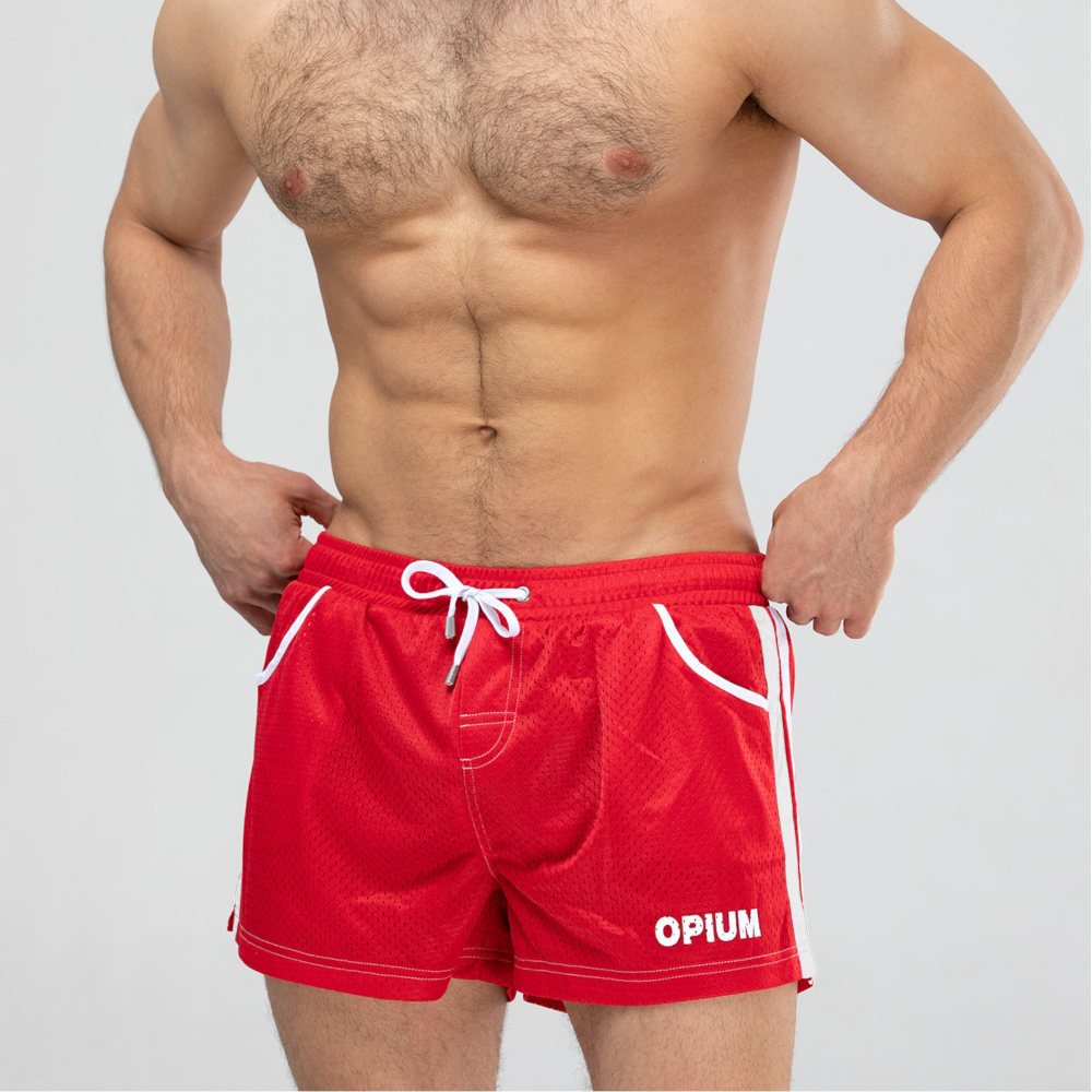 Мужские короткие шорты из быстросохнущего перфорированного материала (Размер: 4X) (Цвет: черный)