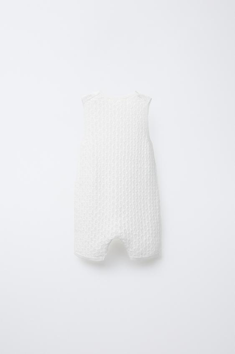 ZARA КОРОТКИЙ КОМБИНЕЗОН ИЗ АЖУРНОГО ТРИКОТАЖА, СВЕТЛЫЙ ЭКРЮ