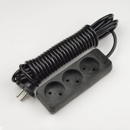 S-CD3-5 BLACK Удлинитель серии Standart. шнур 5м.. 3 гнезда. б-з. Черный. TM Uniel.