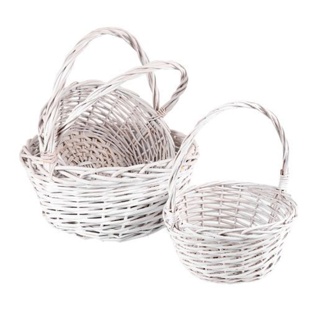 Корзина НАБОР/3шт (Ива) D37*41/D30*36/D25*32 КРУГ БЕЛЫЙ