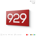 Номер на дверь 929, табличка на дверь для офиса, квартиры, кабинета, аудитории, склада, красная 120х70 мм, Айдентика Технолоджи