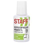 Корректирующая жидкость STAFF "Basic", быстросохнущая, 15 мл, с кисточкой, 226055