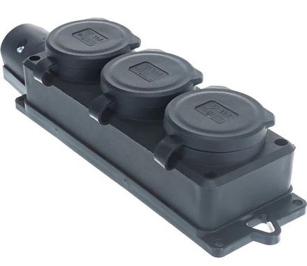 Колодка "UNIVersal" 3х местная однофазная с заглушками "Компакт" с/з каучук 16А 250В IP44 1/30