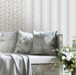 Обои бумажные Д877-06 Ситчик, полоска, флористика 0,53х10,05 м