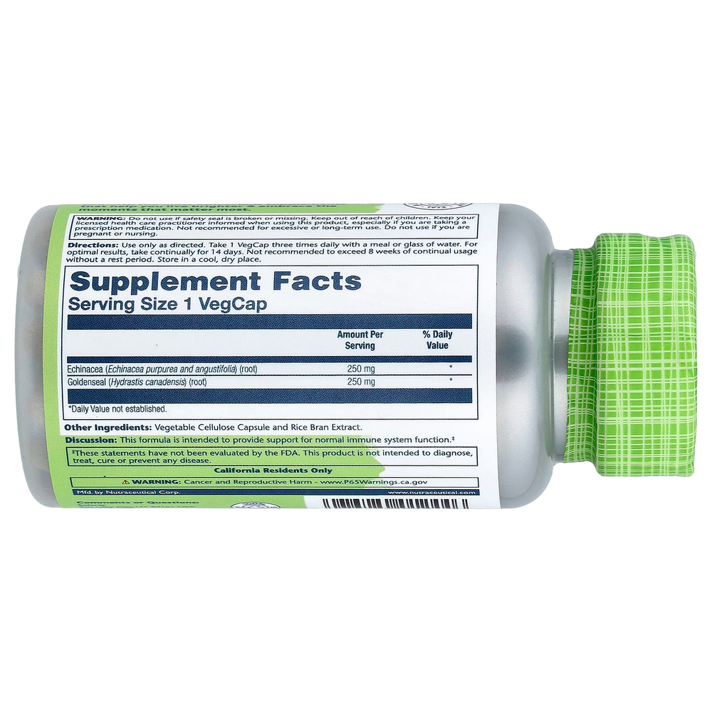 Solaray, True Herbs, эхинацея и желтокорень, 100 растительных капсул