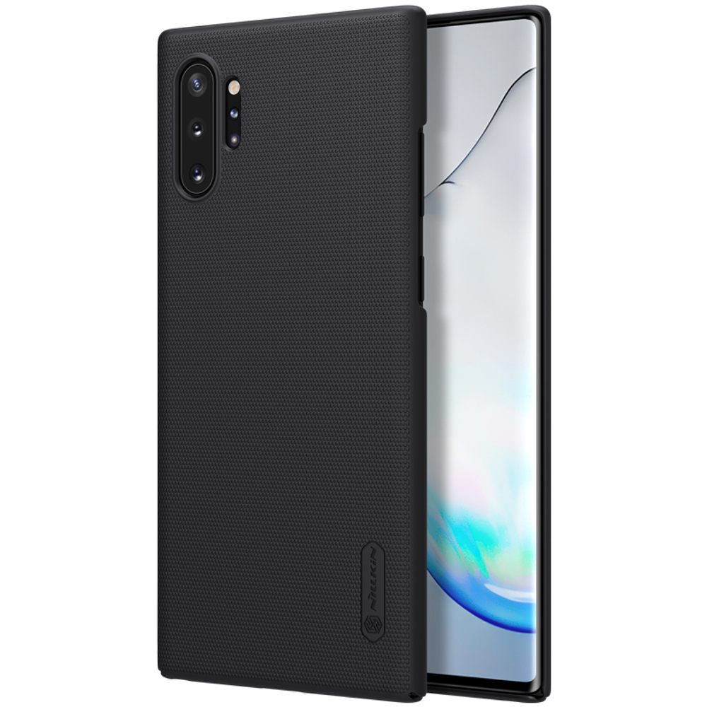 Тонкий жесткий чехол черного цвета от Nillkin для Samsung Galaxy Note 10+ и Note 10+ 5G, серия Super Frosted Shield