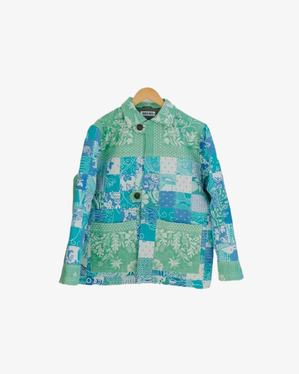 Куртка Soeurs в клетку сине-зеленая